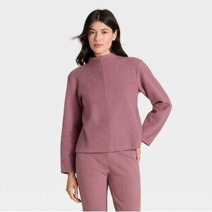 Long-Sleeve Brushed Interlock Mockneck Shirt from A New Day - NWT szXL
